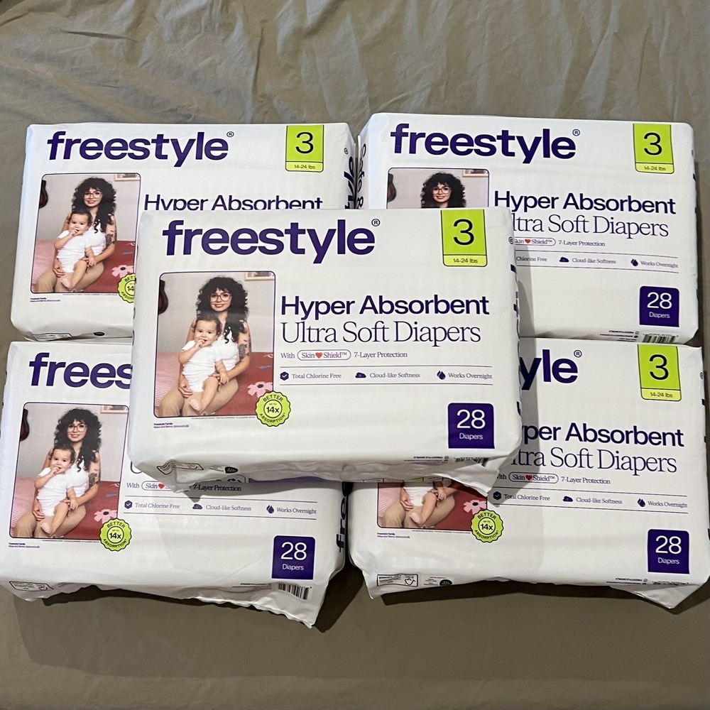 Freestyle Baby Diapers Size 3, 140 count, Ultra Soft Disposable 5 packs NEW